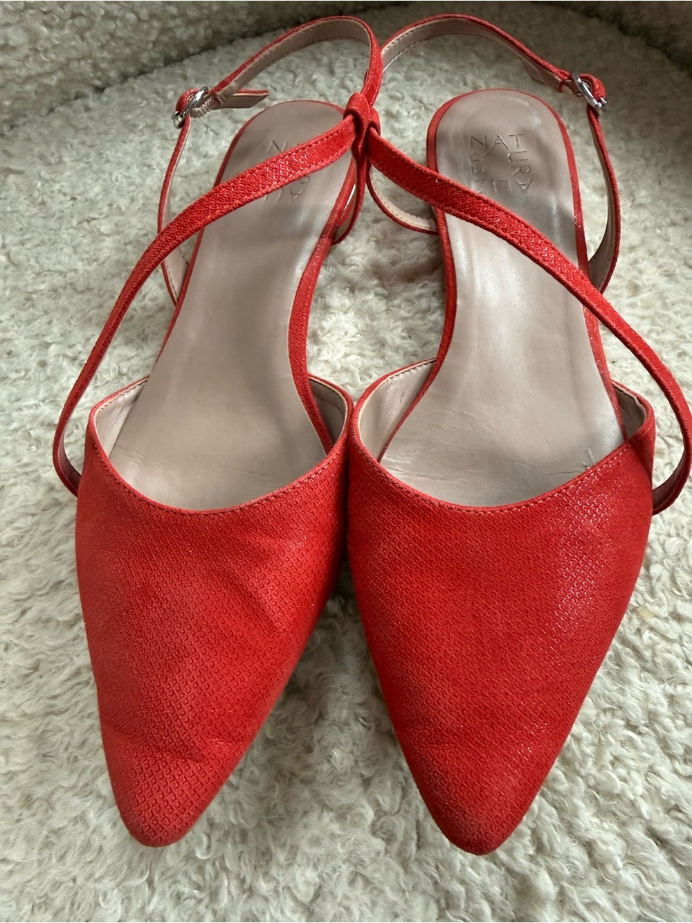 Naturalizer Red Suede Pointed Slingback Flats